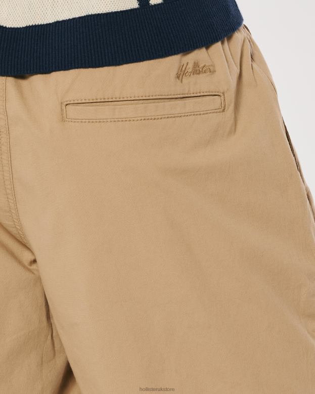 Bottoms Hollister Men Twill Jogger Shorts 7\\ 488201149 Khaki